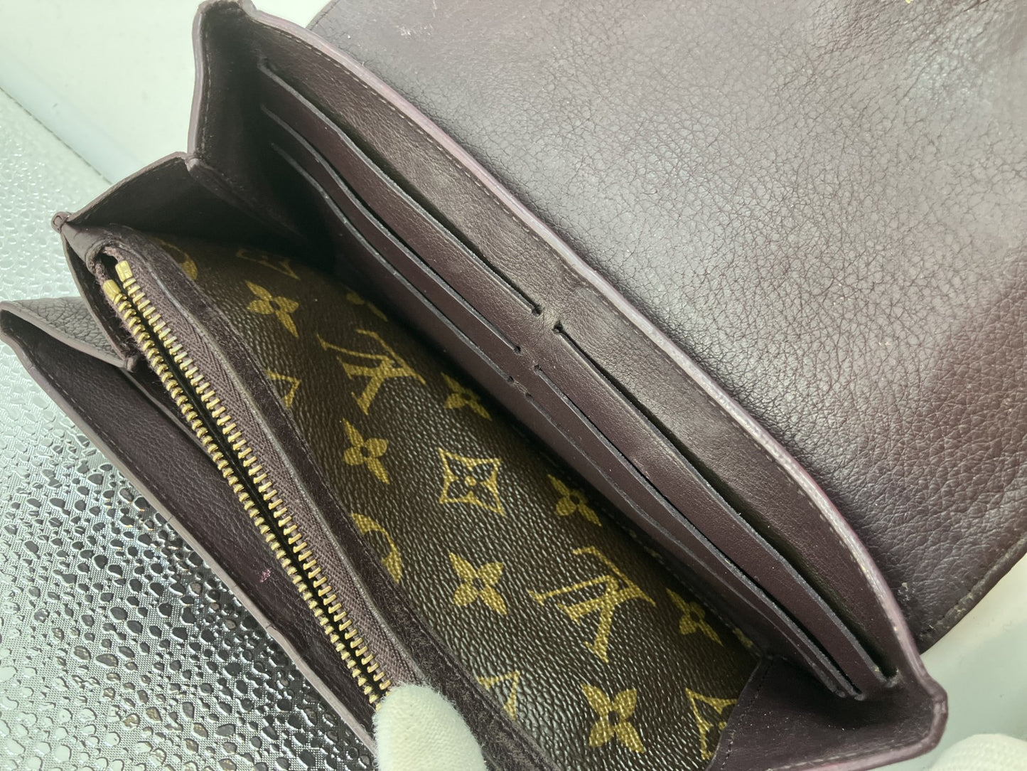 LOUIS VUITTON Monogram Long Wallet M60361 Portefeuille Elise Brown 19.5ﾃ・1cm Made in France