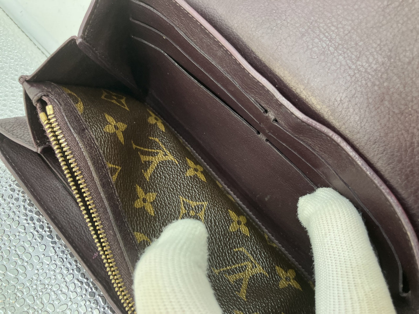 LOUIS VUITTON Monogram Long Wallet M60361 Portefeuille Elise Brown 19.5ﾃ・1cm Made in France