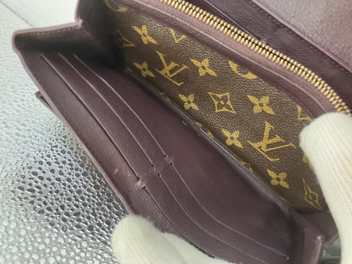 LOUIS VUITTON Monogram Long Wallet M60361 Portefeuille Elise Brown 19.5ﾃ・1cm Made in France