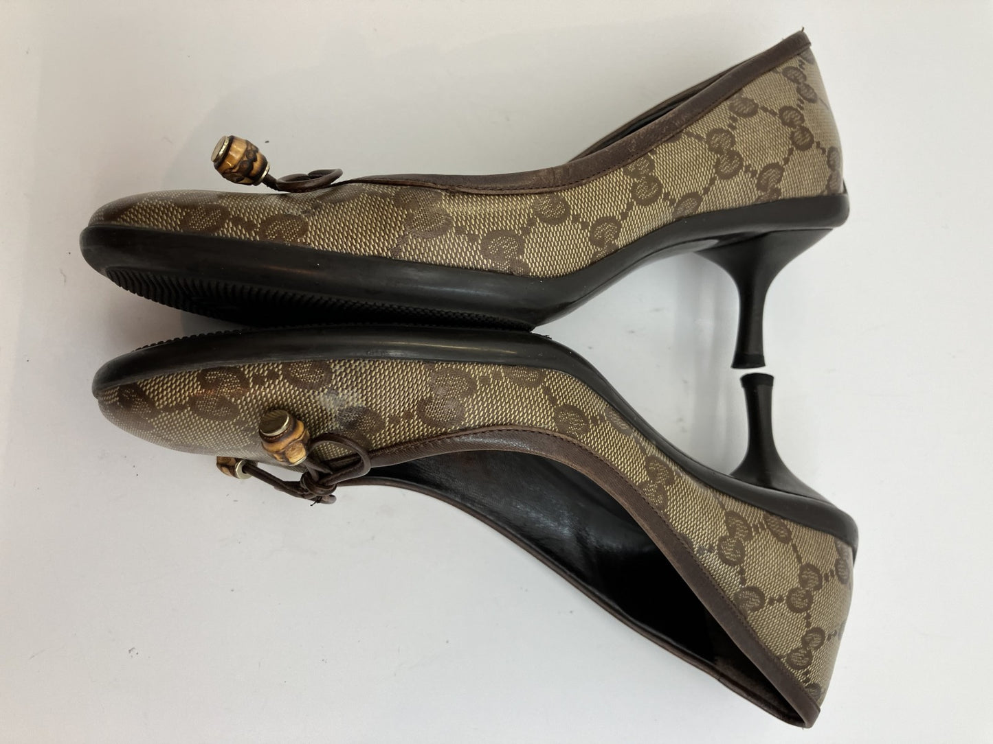 Gucci GG Supreme Pumps (EU 35) (22.5 cm) (US 5.5) (8.86 inch) Heel 5 cm (1.97 inch) Brown จัดส่งฟรี 