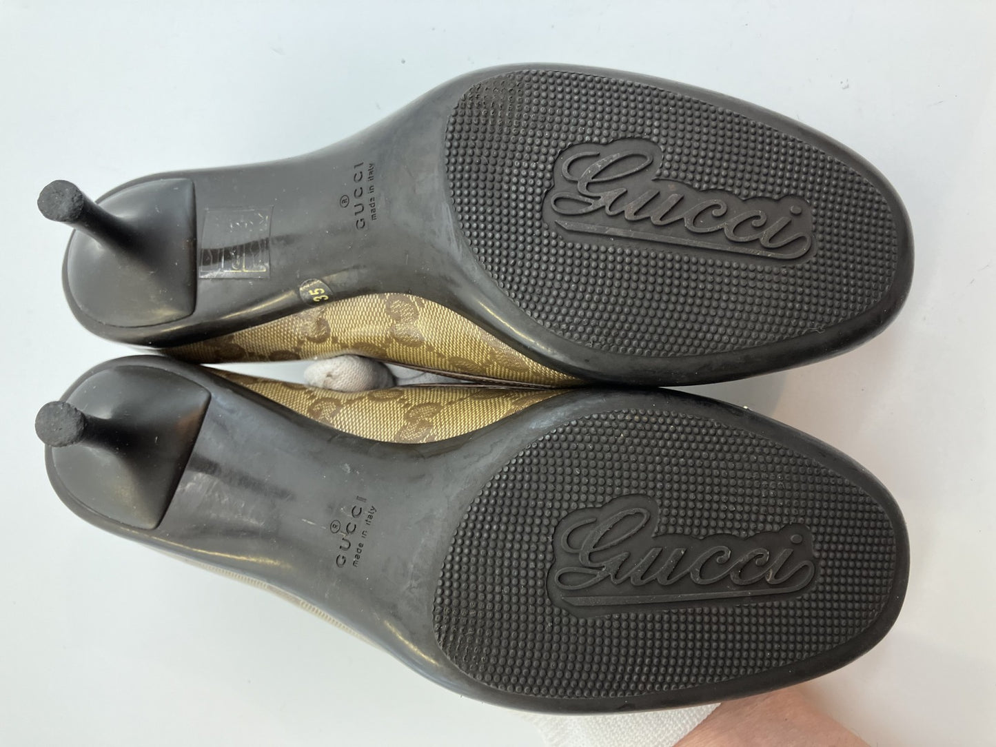 Gucci GG Supreme Pumps (EU 35) (22.5 cm) (US 5.5) (8.86 inch) Heel 5 cm (1.97 inch) Brown Free Shipping 