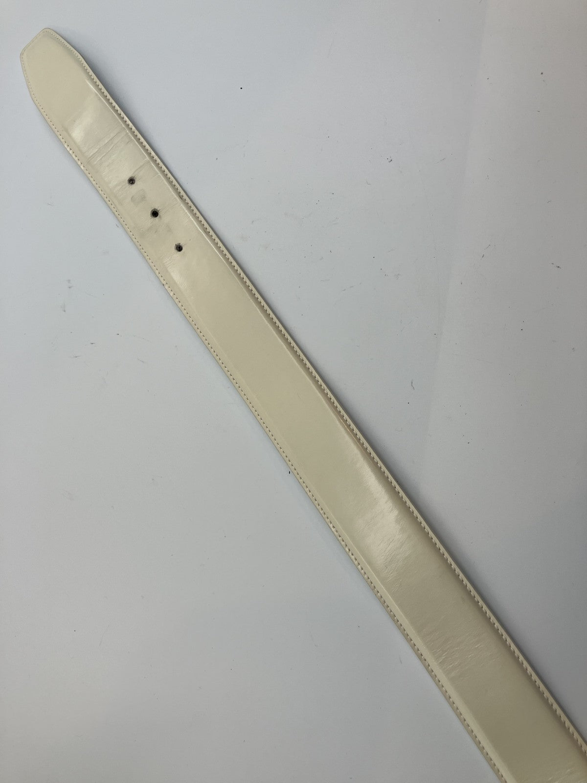 GUCCI Gロゴバックル 037 1046 1107 ベルト 全長87ｃｍ 幅4ｃｍ アイボリー＆シルバー 送料無料