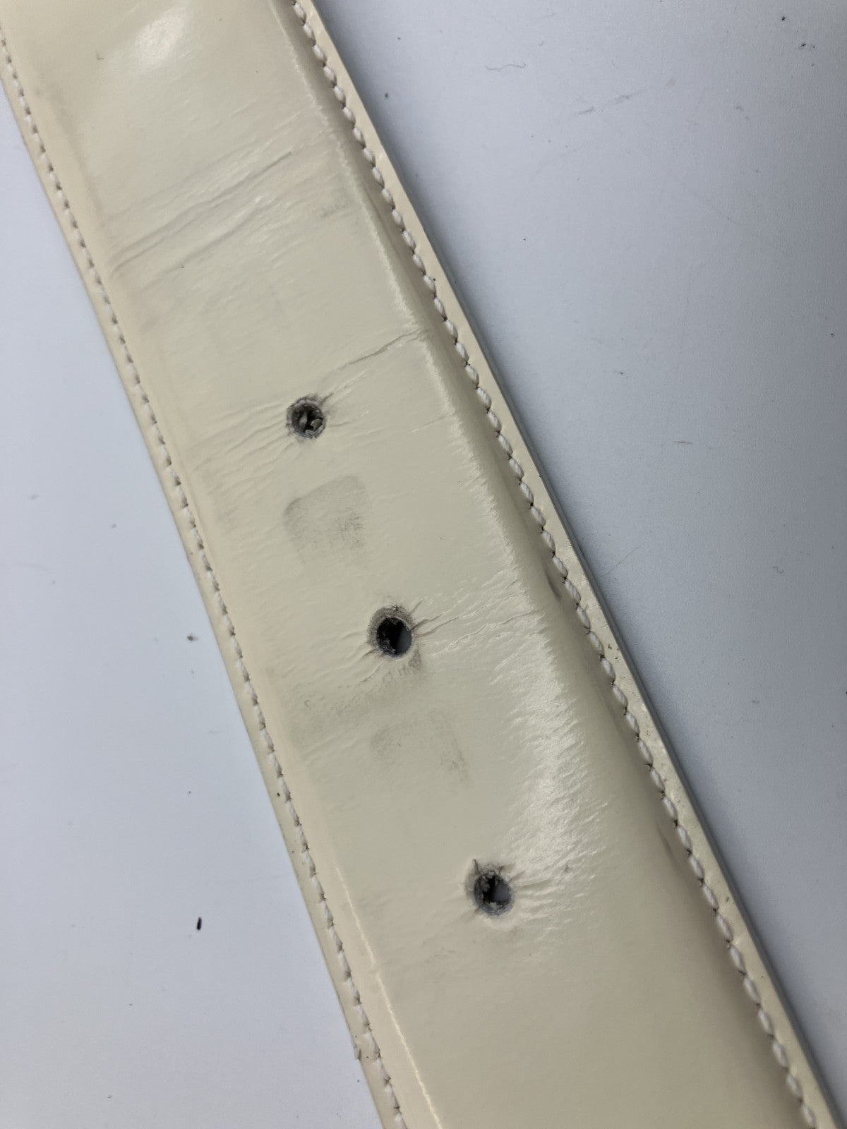 GUCCI Gロゴバックル 037 1046 1107 ベルト 全長87ｃｍ 幅4ｃｍ アイボリー＆シルバー 送料無料