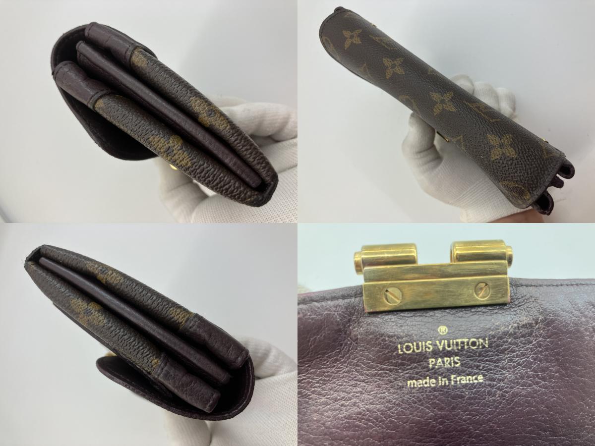 LOUIS VUITTON Monogram Long Wallet M60361 Portefeuille Elise Brown 19.5ﾃ・1cm Made in France