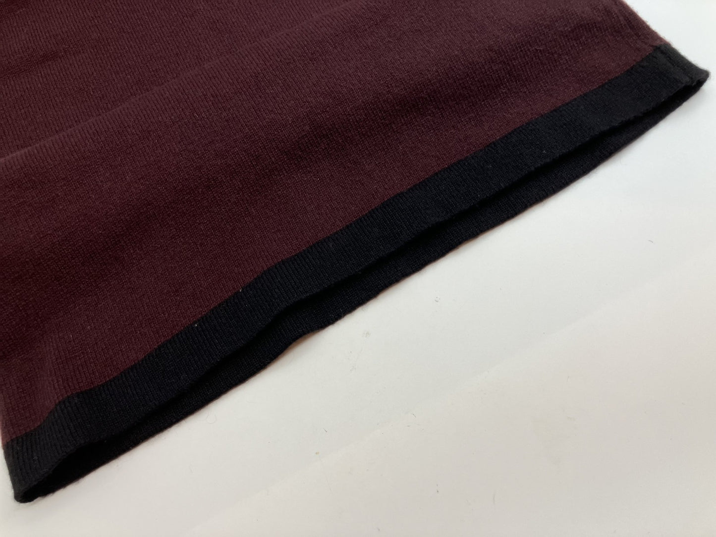 CHANEL Cashmere Knit Dress Burgundy ﾃ・Black