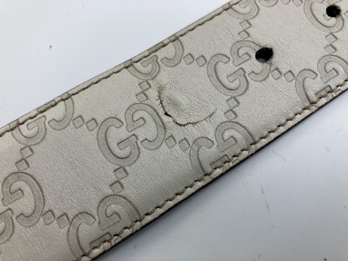 GUCCI Interlocking Belt Length 101cm(39.76inch) Width 4cm(1.57inch)Ivory