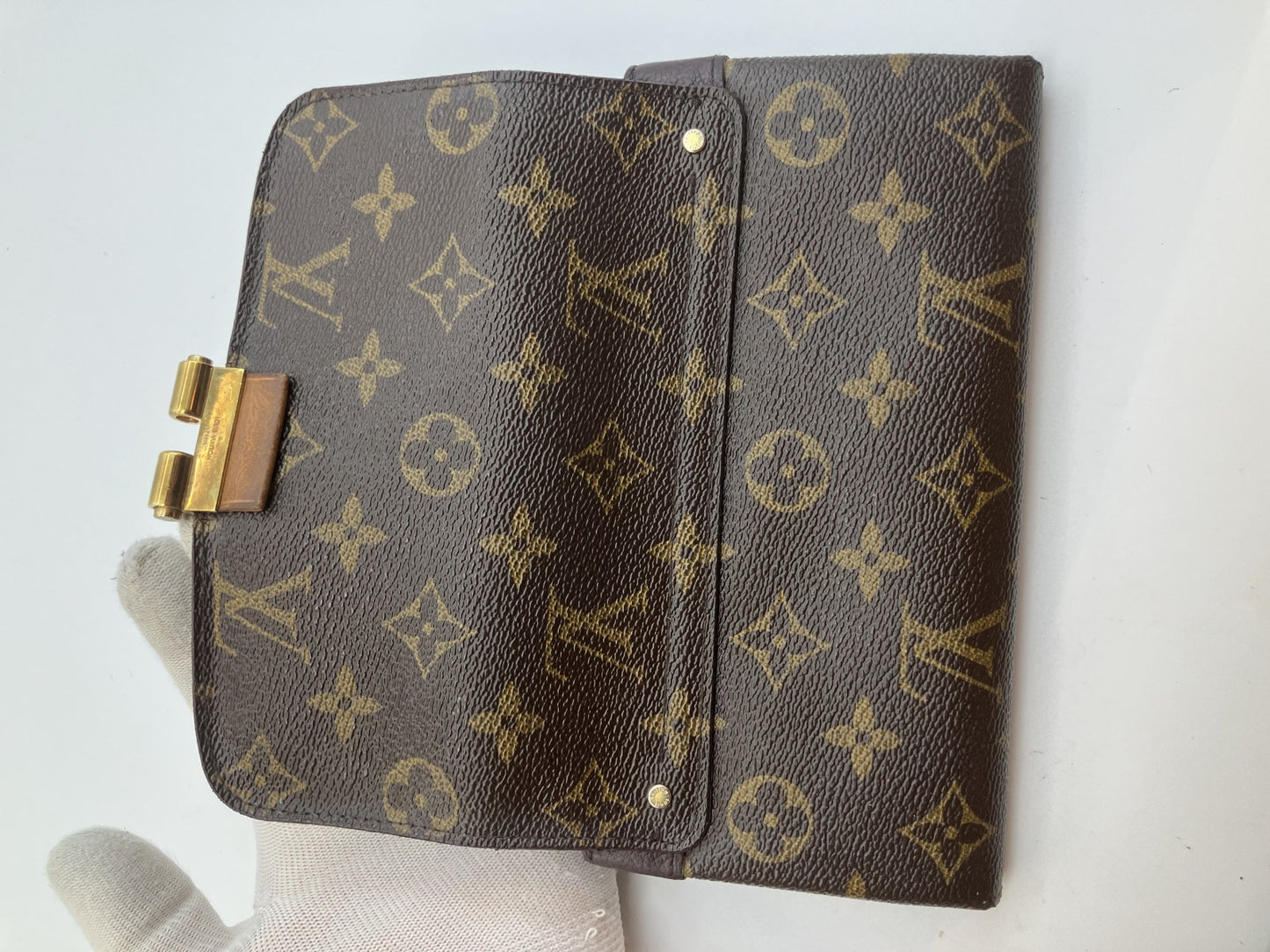 LOUIS VUITTON Monogram Long Wallet M60361 Portefeuille Elise Brown 19.5ﾃ・1cm Made in France