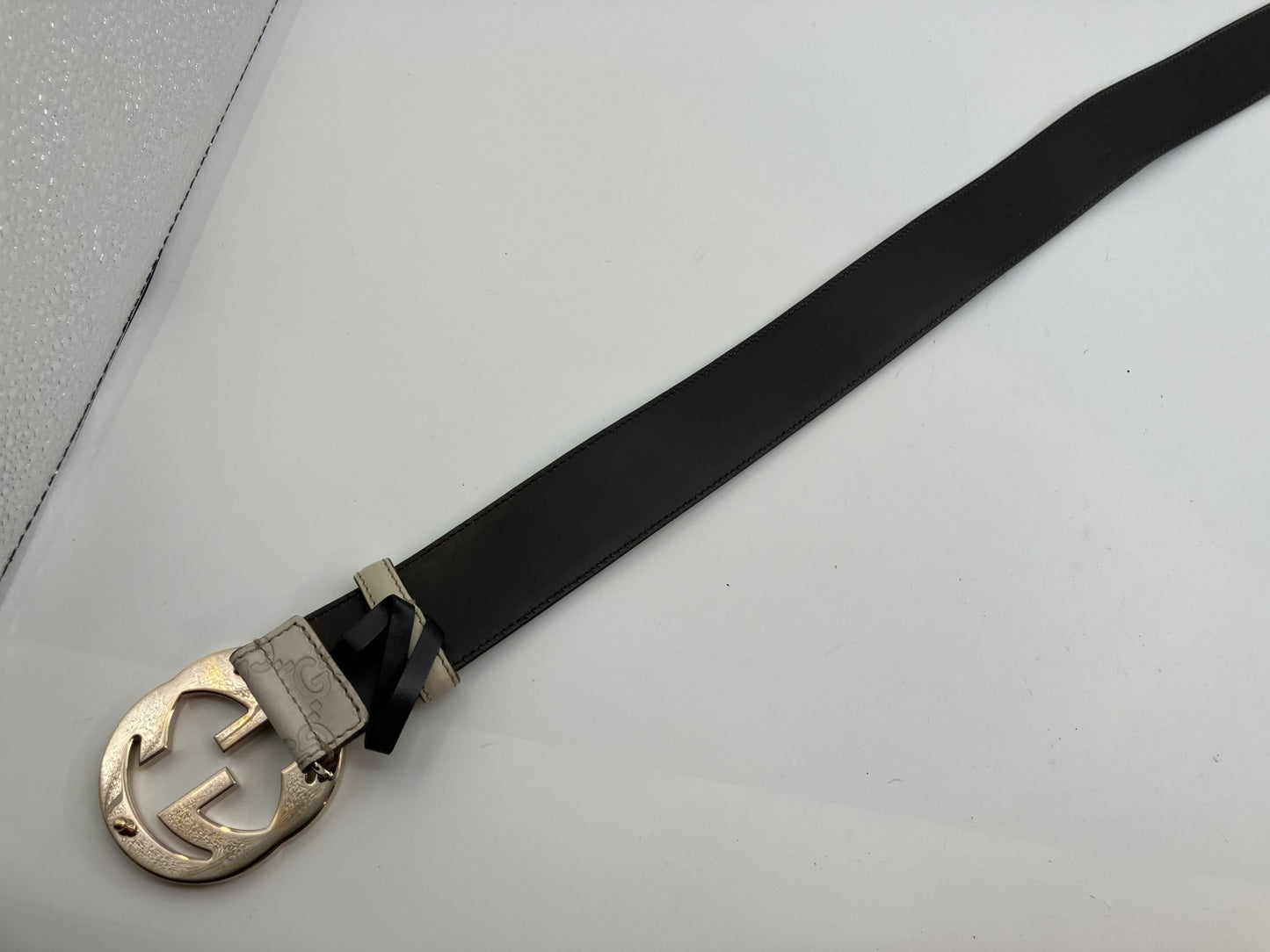 GUCCI Interlocking Belt Length 101cm(39.76inch) Width 4cm(1.57inch)Ivory