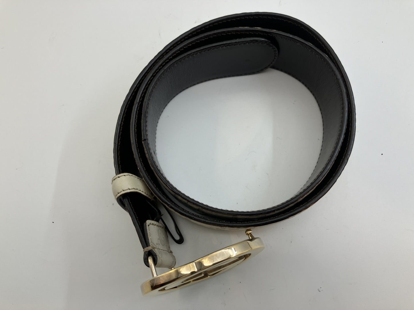 GUCCI Interlocking Belt Length 101cm(39.76inch) Width 4cm(1.57inch)Ivory