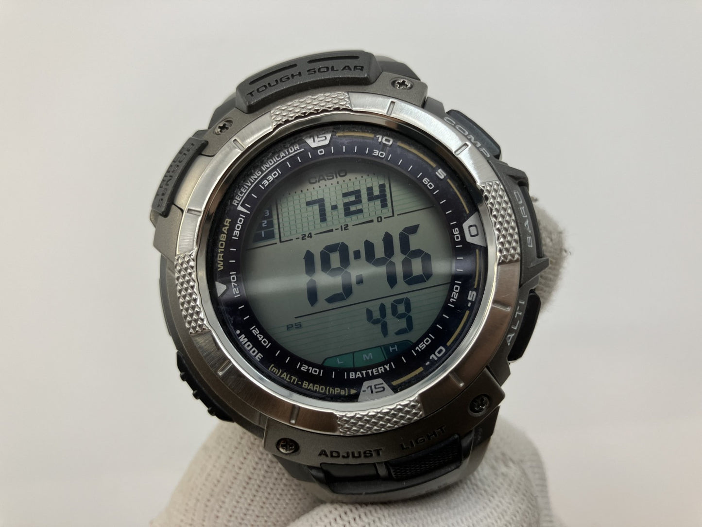 CASIO PROTREK PRW-1000TJ Triple Sensor Multiband 5 Solar Watch Titanium Band Extra Links