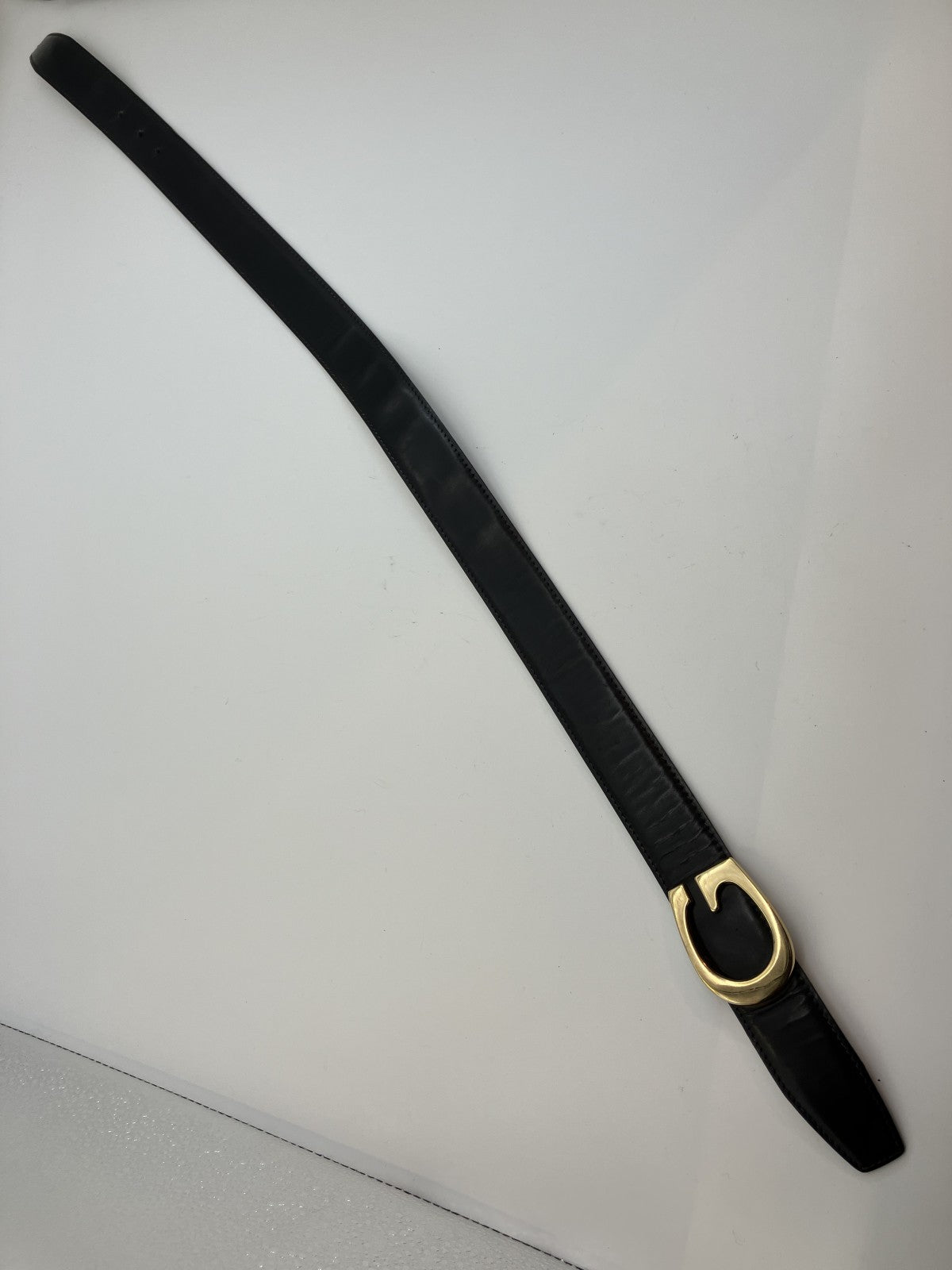 GUCCI ロゴベルト 幅88cm(34.65インチ) 幅3.5cm(1.38インチ) ブラック＆ゴールド 送料無料