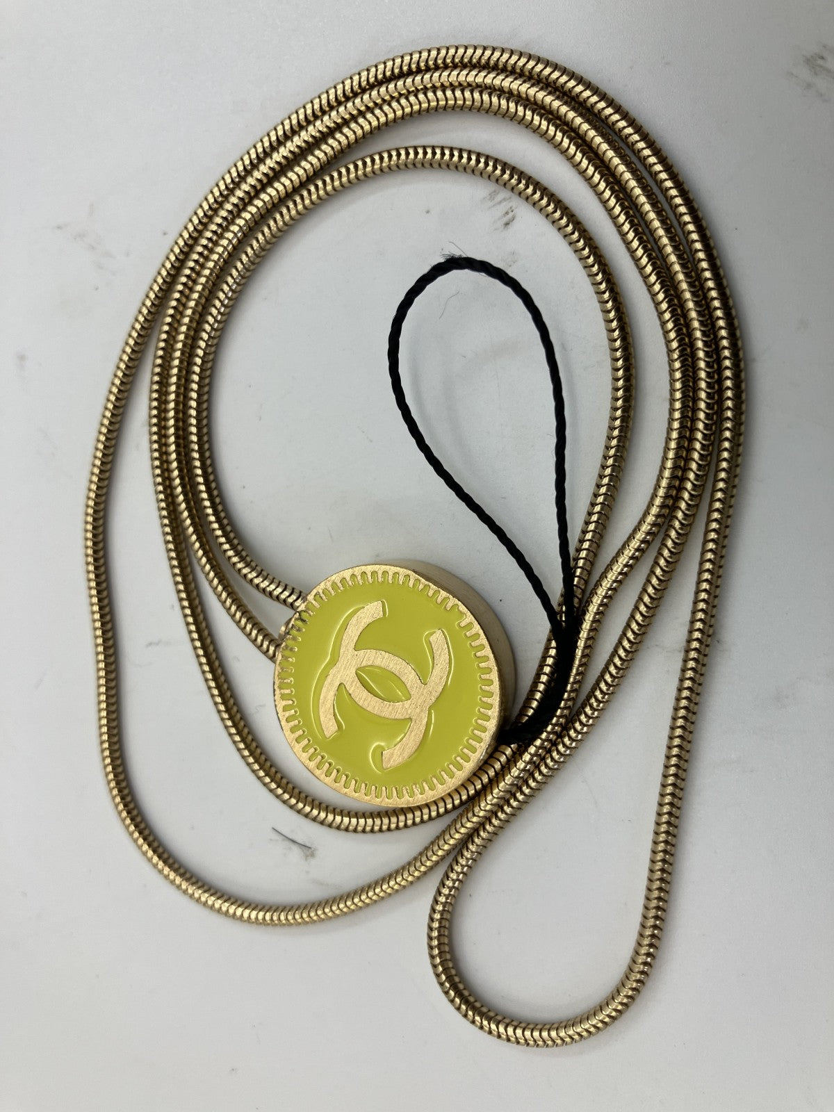 CHANEL Necklace Cell Phone Strap Neck Circumference 72cm (28.35 inch) Top 2.1cm (0.83 inch) Gold Free Shipping 