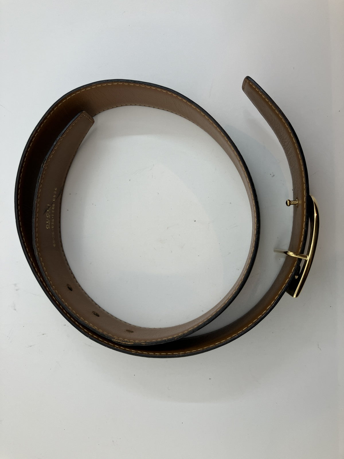 GUCCI Logo Belt Total Length 88cm (34.65 inch) Width 3.5cm (1.38 inch) Black &amp; Gold Free Shipping 