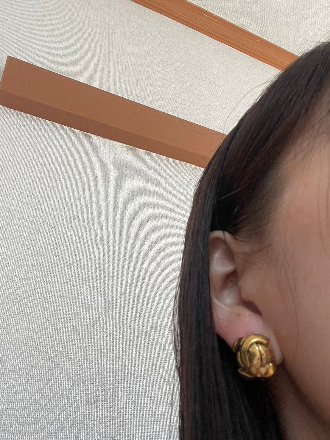 CHANEL CC Logo Gold-Tone Clip-On Earring Single Vintage GP ~1.7cm