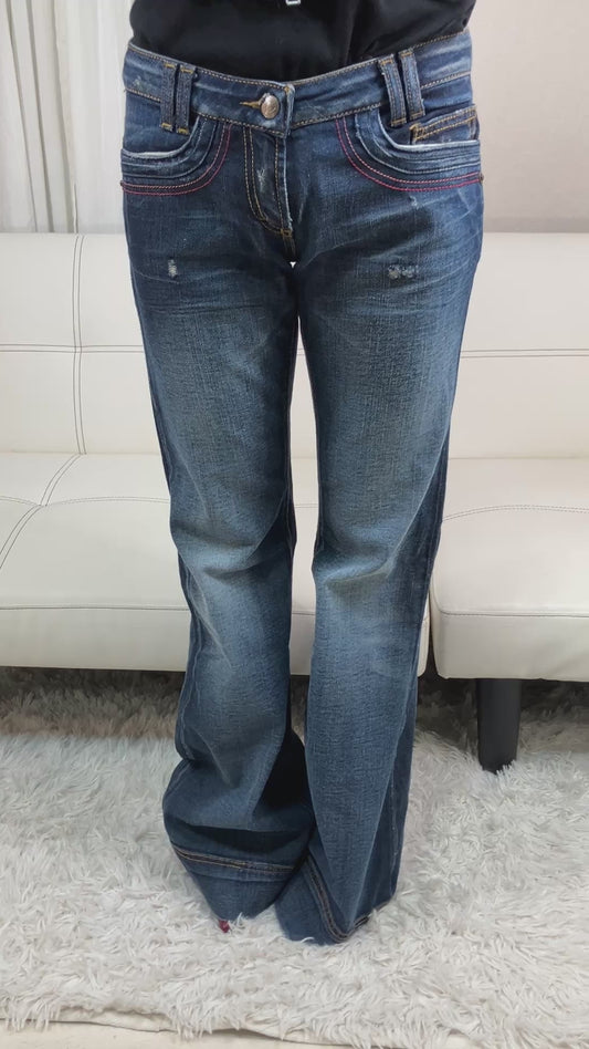 JUST cavalli Women's Bootcut Flare Jeans Blue Denim Size 26 IT40 Made in Tunisia