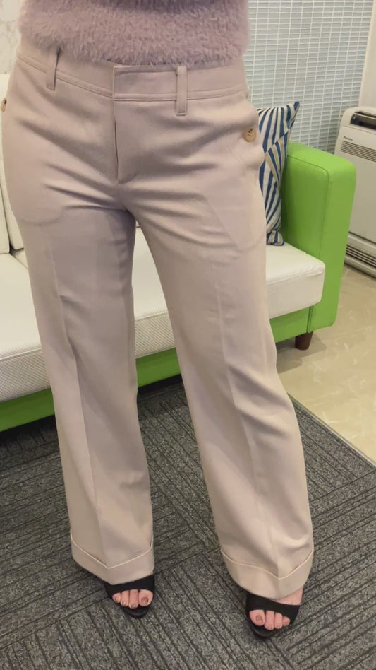 BURBERRY LONDON Women’s Pants Size 40 Ivory Cotton Stretch Trousers Japan Made