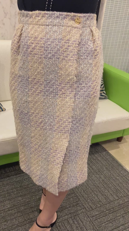 CHANEL Boutique Tweed Skirt Size 38 Pencil Skirt Wool Blend Made in France