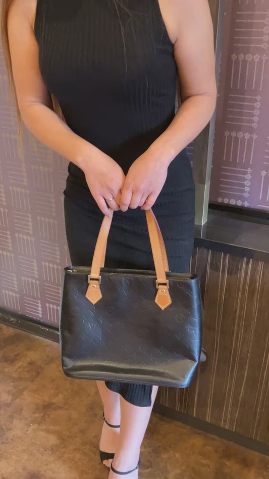 LOUIS VUITTON Vernis Tote Bag Black Recolored TH0051 Patent Leather