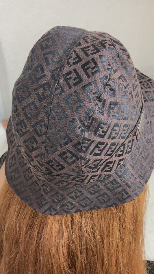 FENDI Zucca FF Monogram Bucket Hat Brown Black M Made in Italy