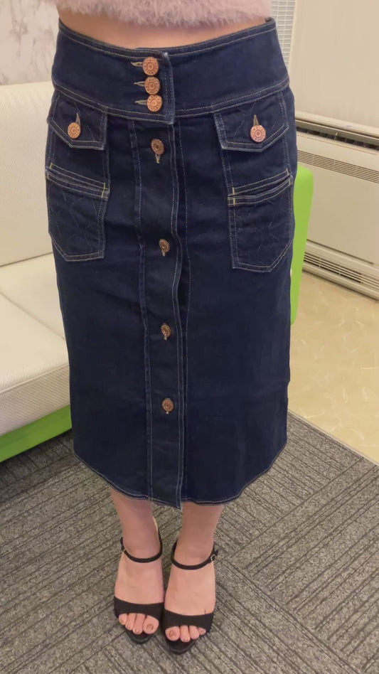 SEE BY CHLOÉ Indigo Denim Skirt Front Button Women’s