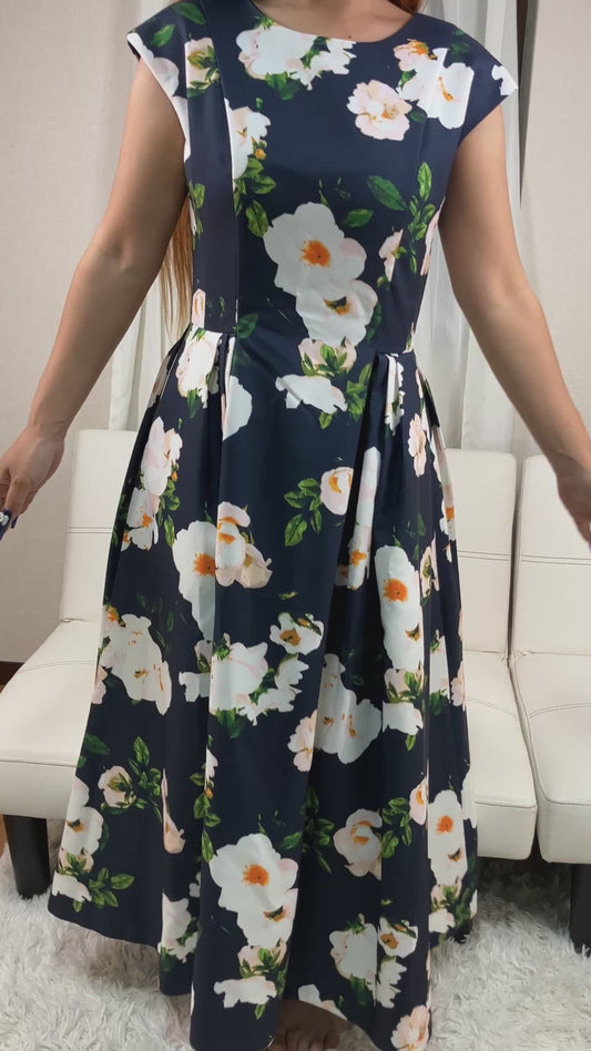 Chesty Floral Dress Set Size 1 White Bird Print & Navy Long Dress Japan