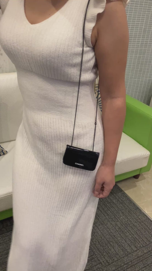 CHANEL Cosmetic Case Chain Shoulder Bag Black Novelty Not for Sale Approx 10cm　Chain length: 55 cm