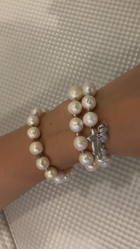 Cultured Pearl Necklace Bracelet 10–11mm Silver 925 Clasp 95.9g With Box