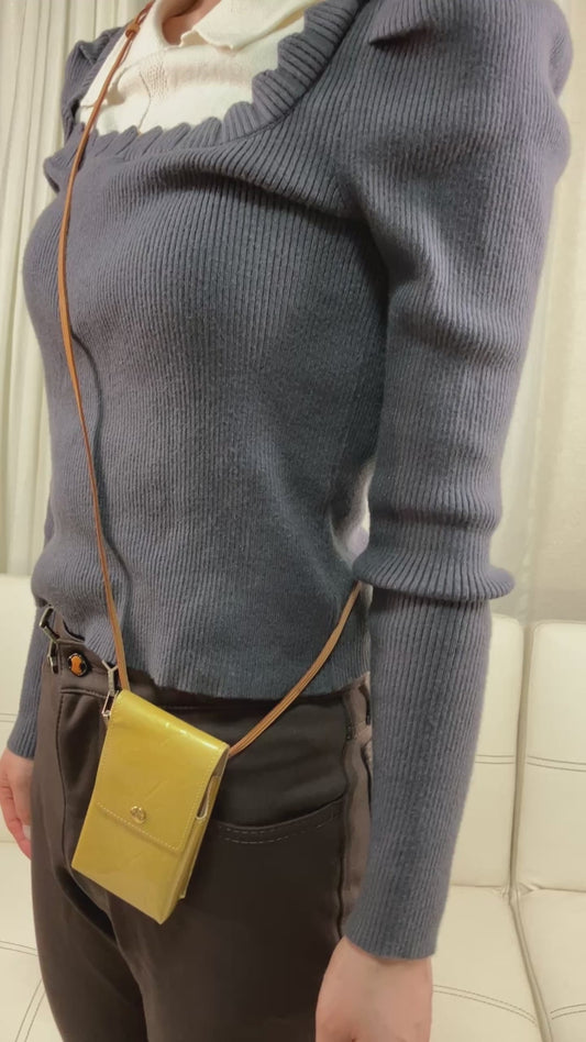 Louis Vuitton Vernis Walker Wallet Shoulder Bag Yellow Patent TH0012