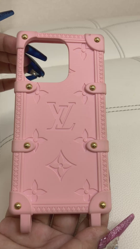 Louis Vuitton iPhone 14 Pro Case Pink Monogram Trunk BC0233 Made in Italy