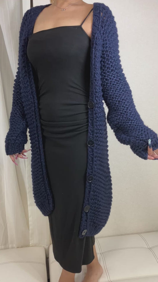 STELLA McCARTNEY Alpaca Wool Knit Long Cardigan Navy Size 36 Romania